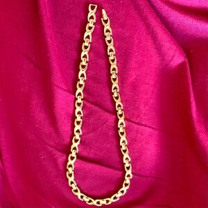 Monet Gold tone Link 18" Necklace ~ Bold Statement Piece ~ Vintage 5/8" Wide
